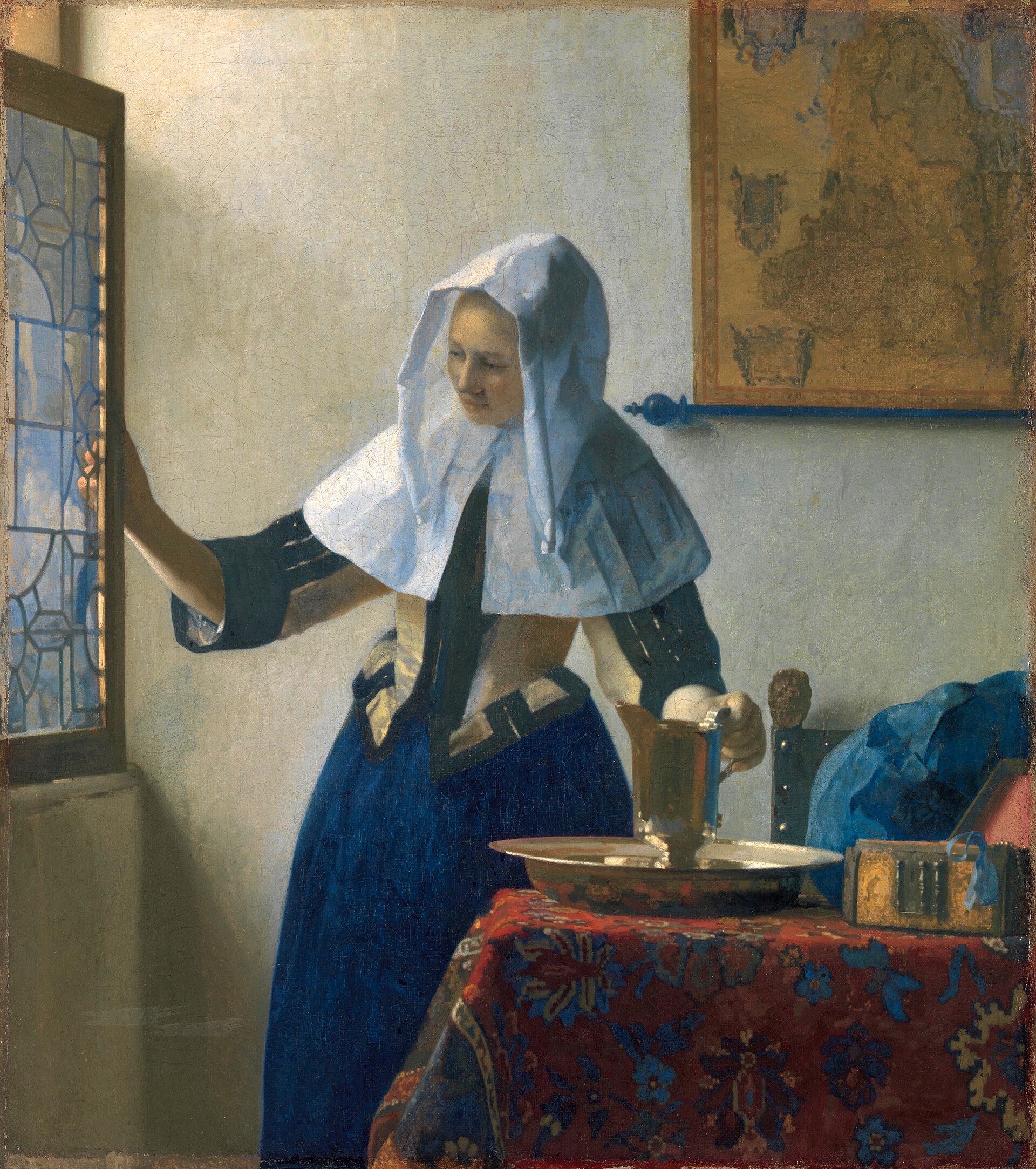 Imagem de referência de Jovem com uma jarra de água, descrito nos dados abertos como pintura de Johannes Vermeer