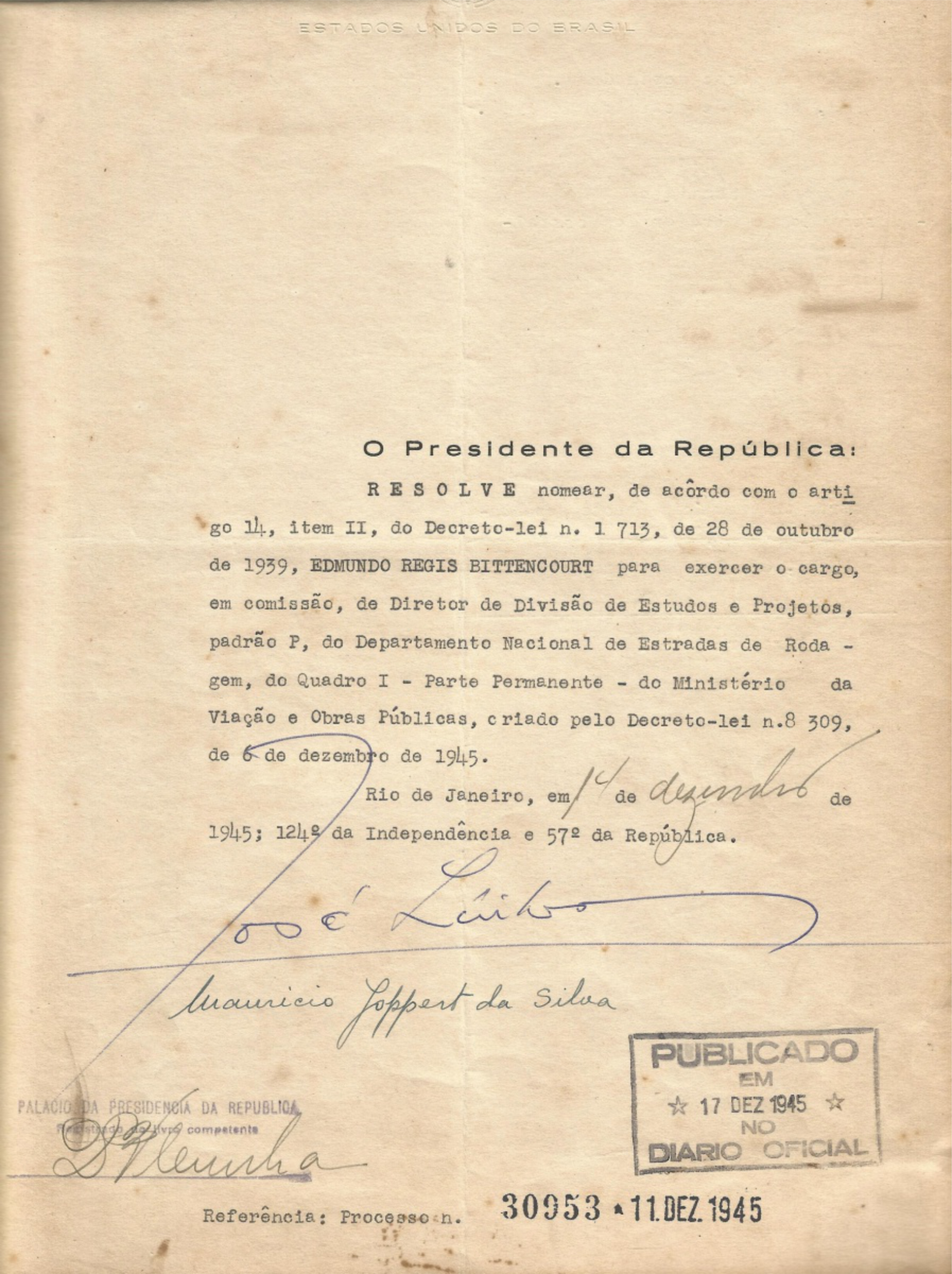 Imagem de referência de governo José Linhares, descrito nos dados abertos como governo do décimo-quinto presidente da república do Brasil (1945 - 1946)