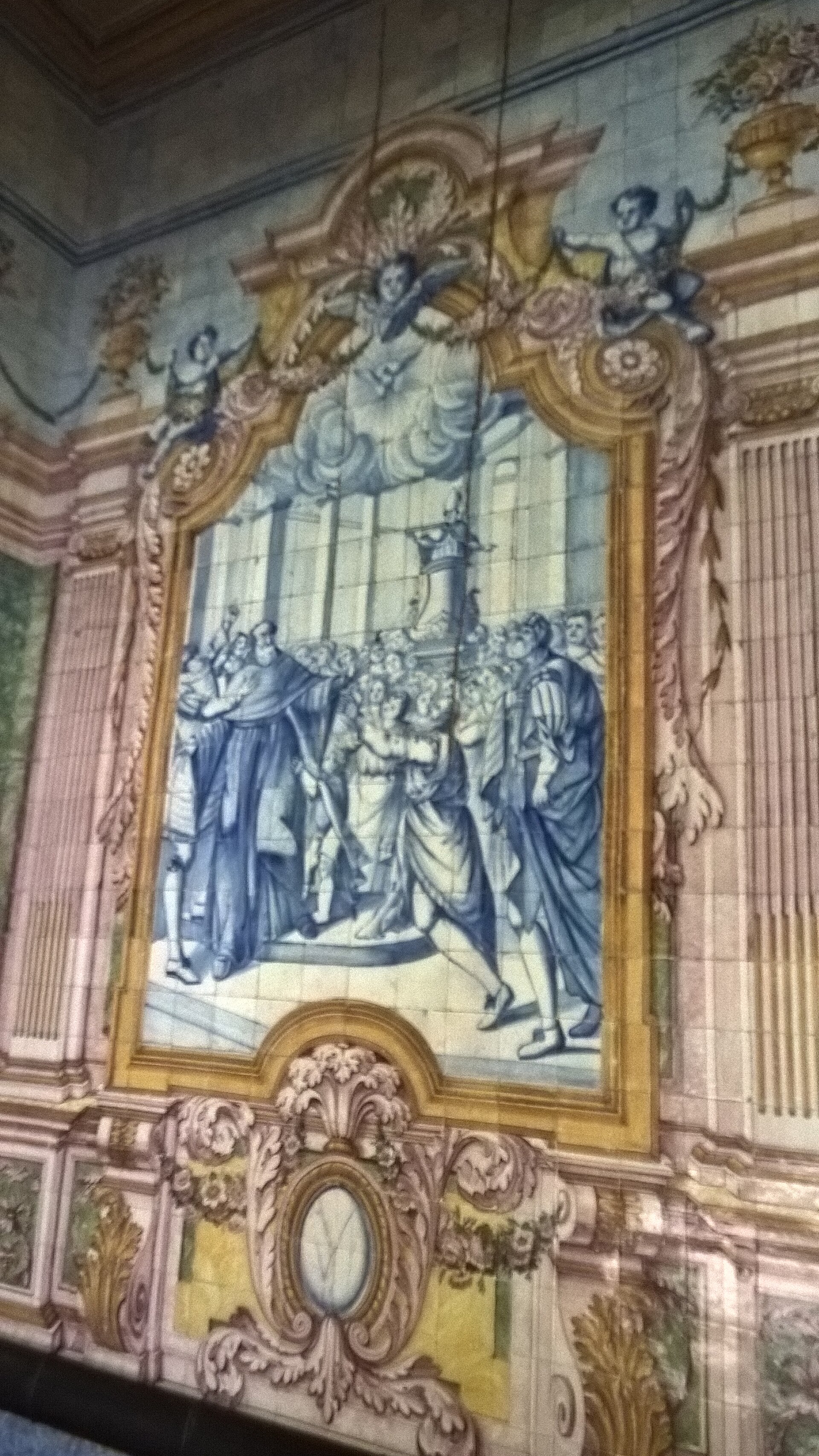 Imagem de referência relacionada a Cenas da Vida de Santo Agostinho, item descrito como conjunto de painéis de azulejo na Igreja de Nossa Senhora da Ajuda, em Lisboa