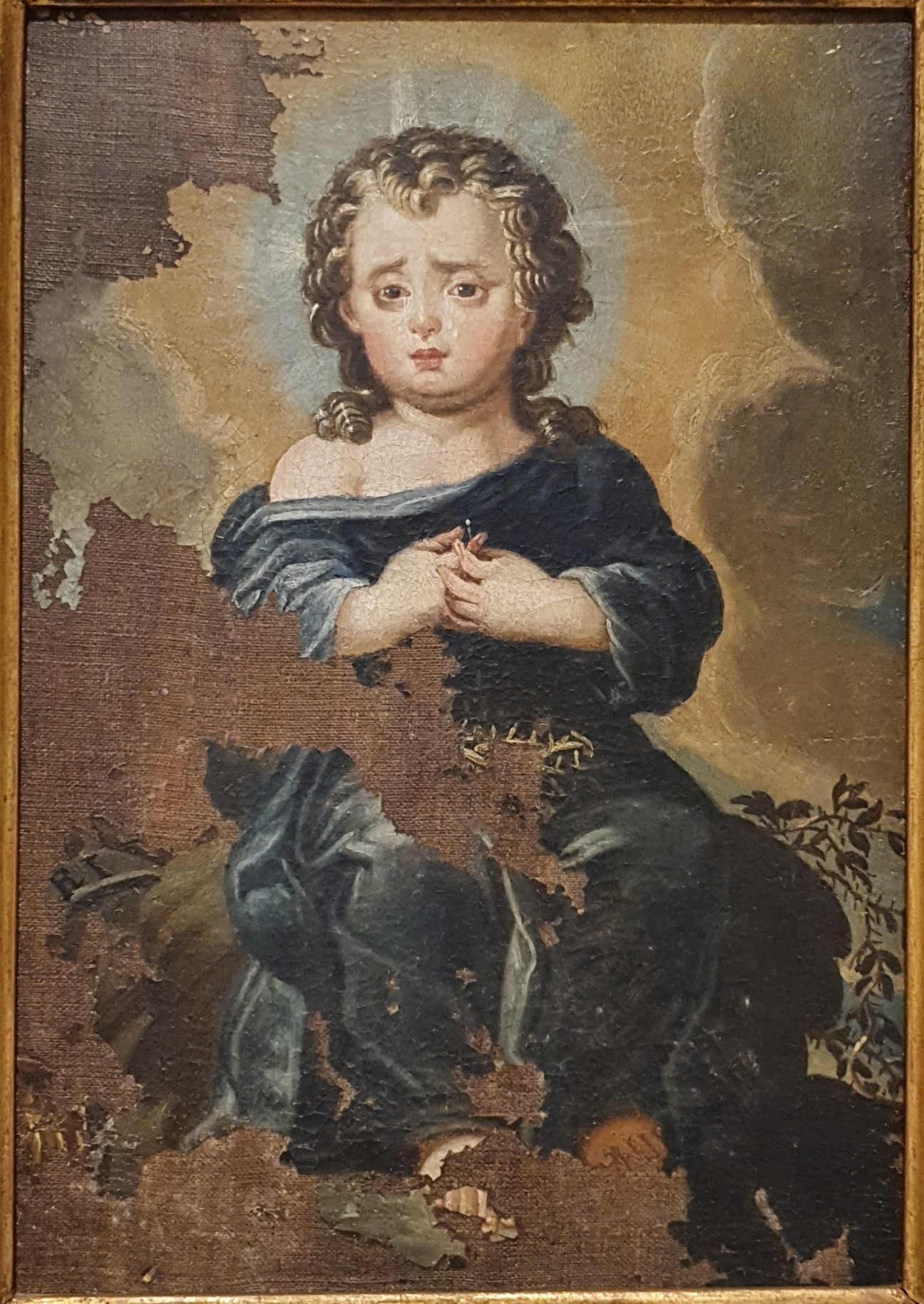 Imagem de referência de Menino Jesus do Espinho, descrito nos dados abertos como pintura a óleo sobre tela de c. 1650 atribuida a Josefa de Óbidos