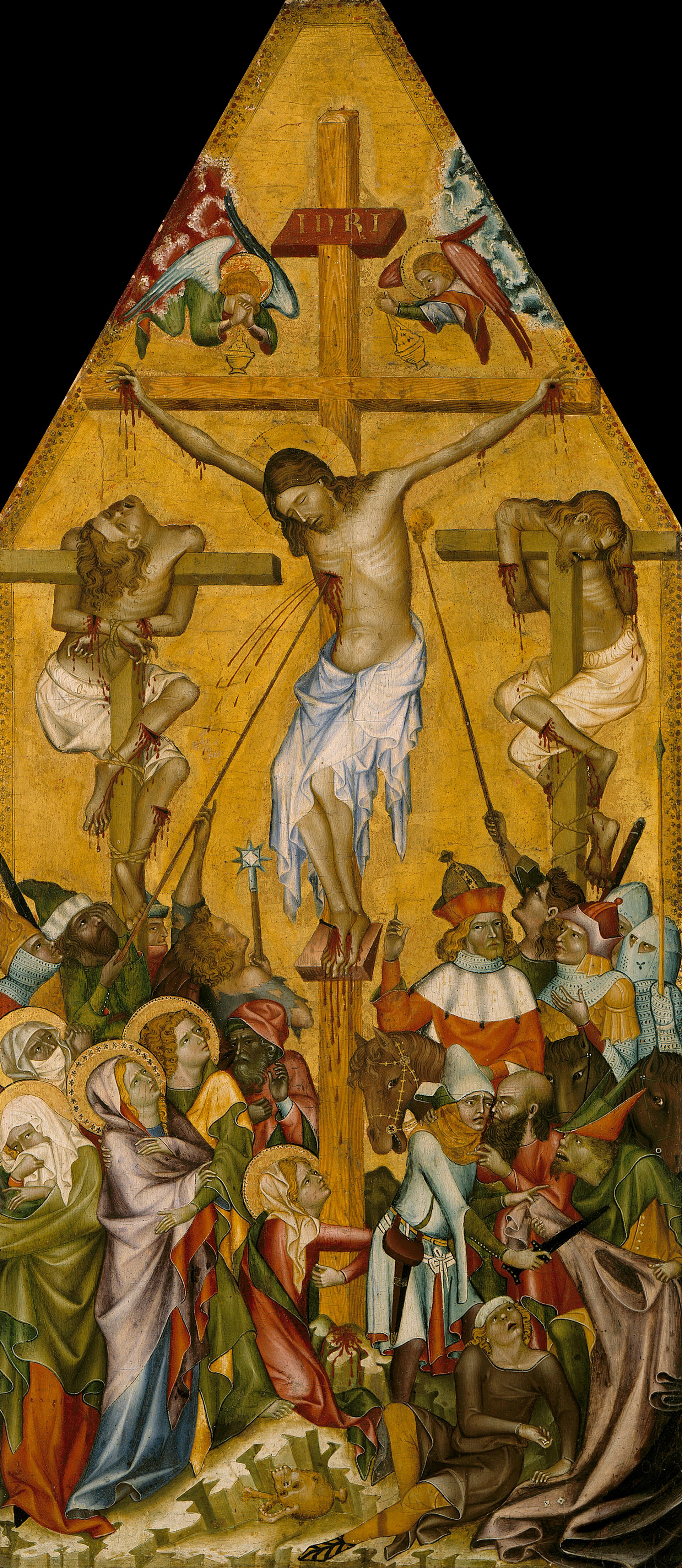 Imagem de referência de Crucificação de Kaufmann, descrito nos dados abertos como pintura de Meister der Kaufmannschen Kreuzigung