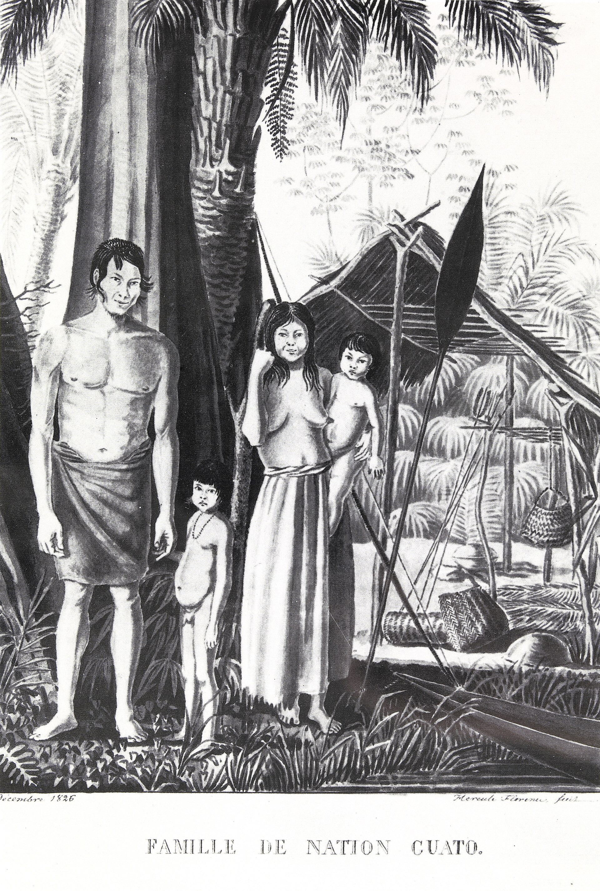 Imagem de referência de Famille de Nation Guato. Décembre 1826. Hercule Florence, fecit, descrito nos dados abertos como obra do acervo do Instituto Hercule Florence