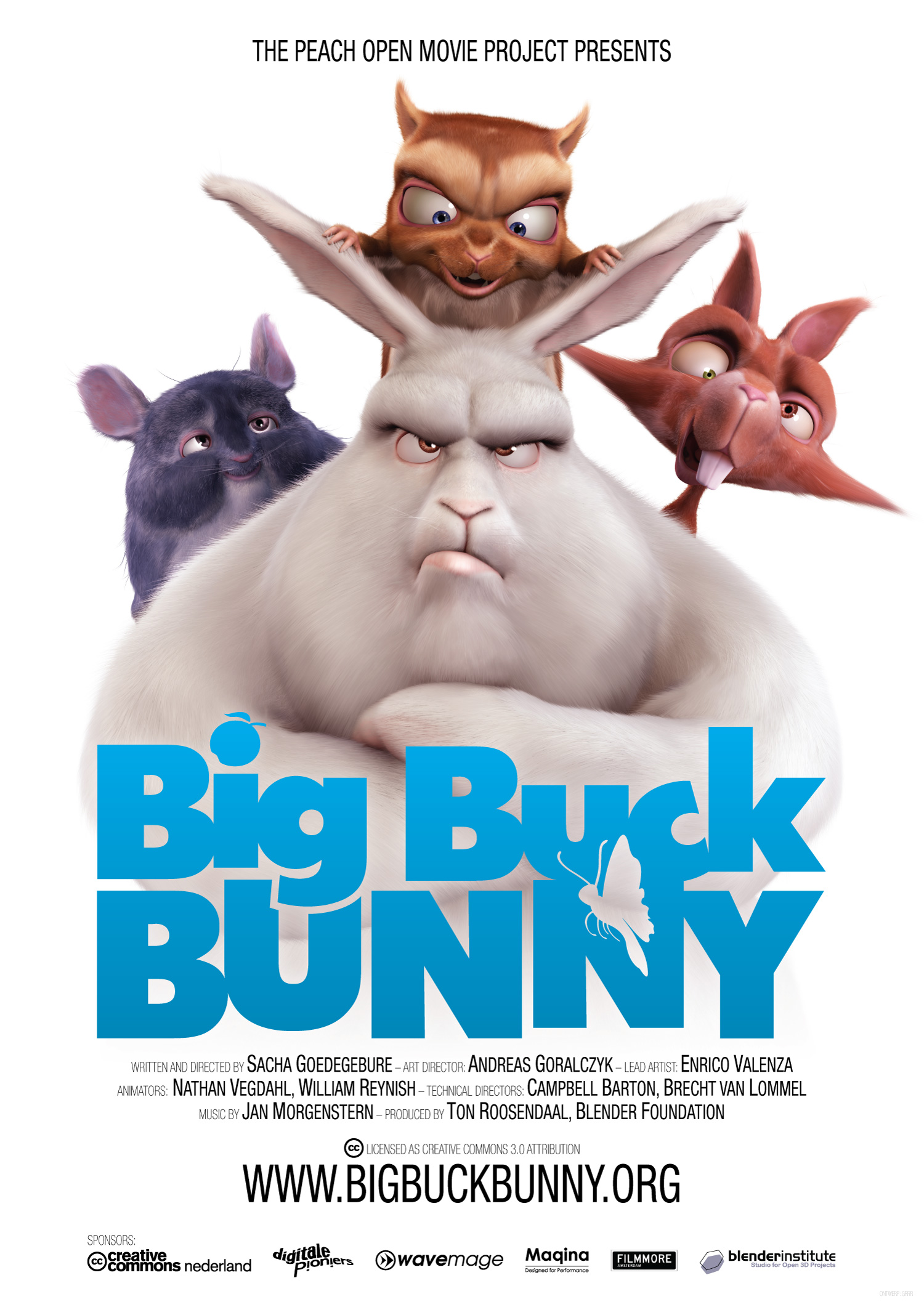Imagem de referência de Big Buck Bunny, descrito nos dados abertos como filme de curta metragem de 2008