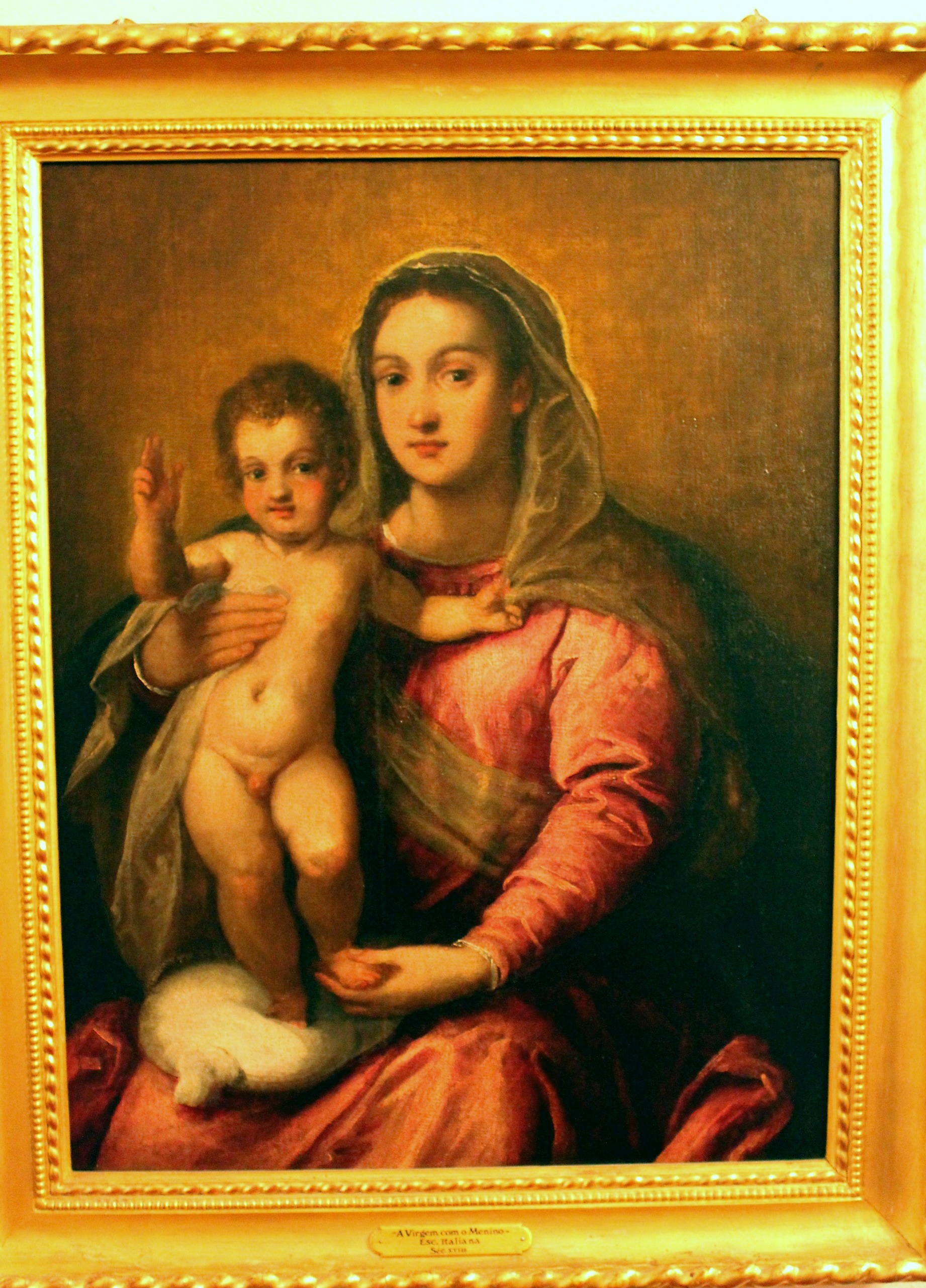 Imagem de referência de A Virgem com o Menino, descrito nos dados abertos como pintura de pintor italiano desconhecido
