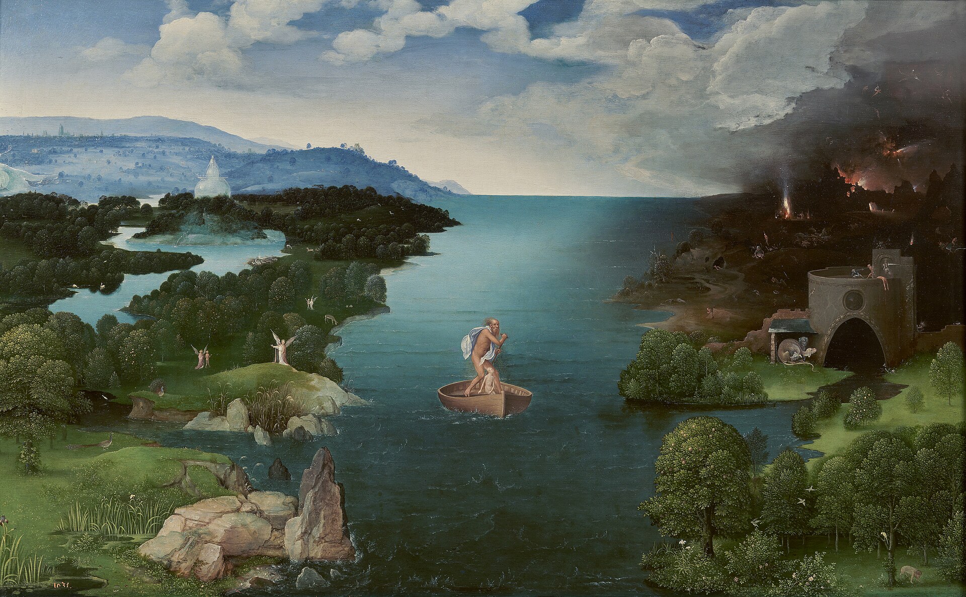 Imagem de referência de Caronte atravessando o Estige, descrito nos dados abertos como pintura de Joachim Patinir
