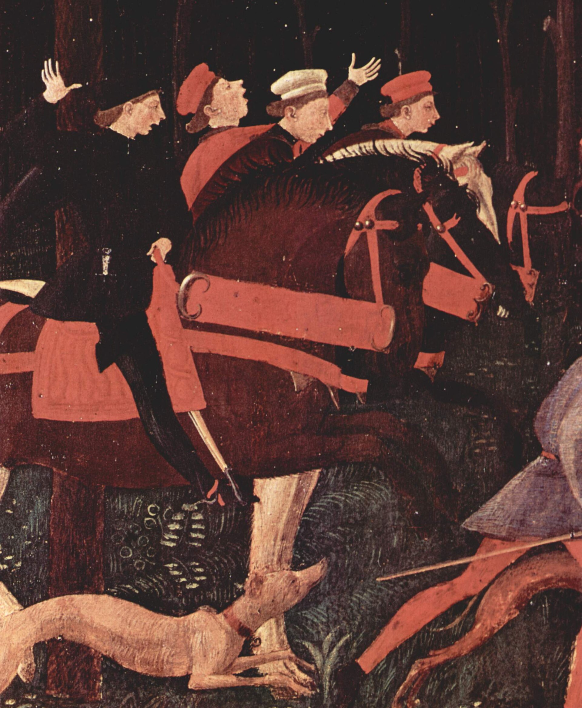 Imagem de referência de Caçada na Floresta, descrito nos dados abertos como pintura de Paolo Uccello