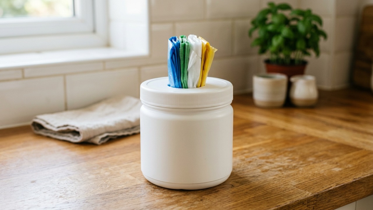 Pote de sorvete vazio vira dispensador de sacolas com invenção caseira que libera espaço dentro do armário