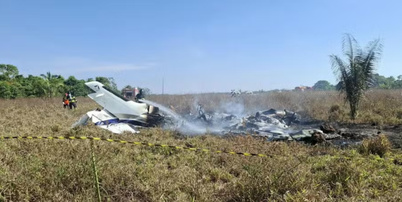 Avi&atilde;o cai em regi&atilde;o de mata isolada em &Aacute;gua Boa Foto: Divulga&ccedil;&atilde;o/Corpo de Bombeiros