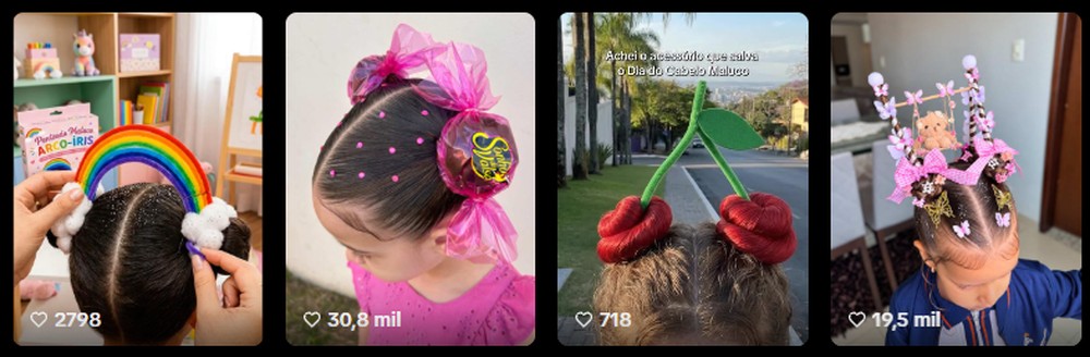Ideias do cabelo maluco tem feito sucesso nas redes sociais — Foto: Reprodução/TikTok