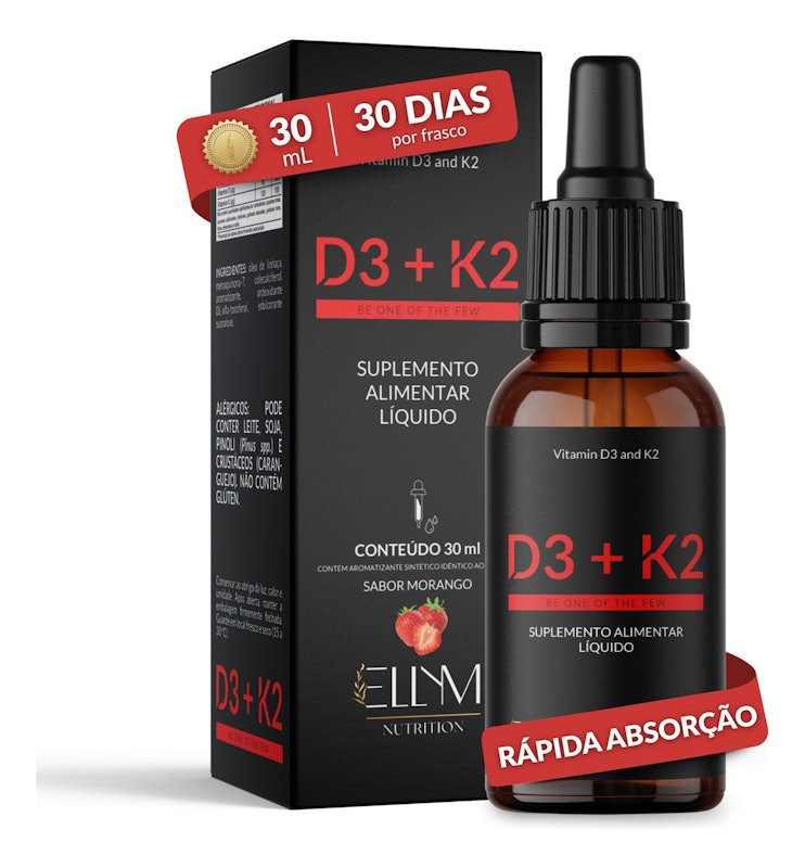 Vitamina D3 + K2 em Gotas Sabor Morango 1