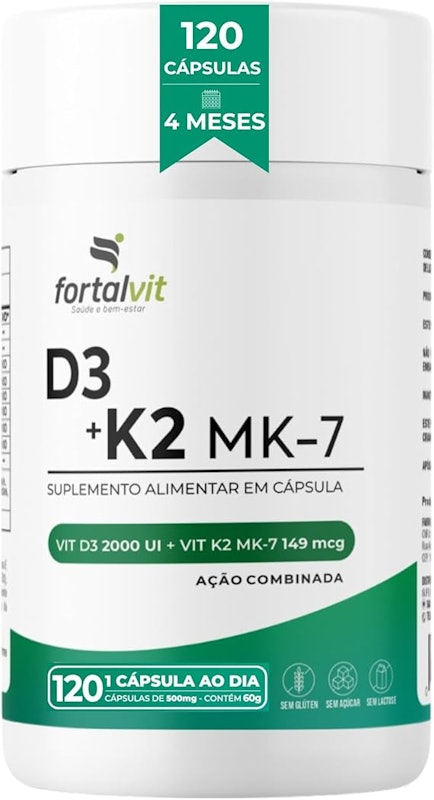 Vitamina D3 2000UI + Vitamina K2 (Menaquinona-7) Fortalvit 1